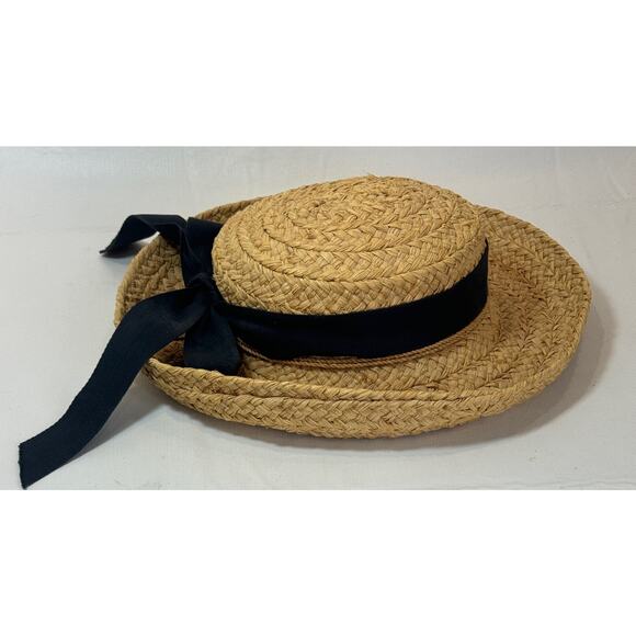 Helen Kaminski Hat Classic 5 Raffia Straw Nougat Black Ribbon Bow Beach Sun main image 16